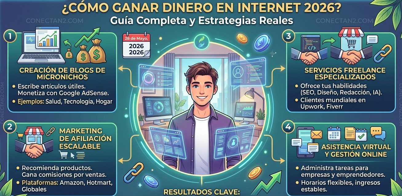 ¿Cómo ganar dinero en internet 2026? 4 Métodos reales y probados para empezar desde casa